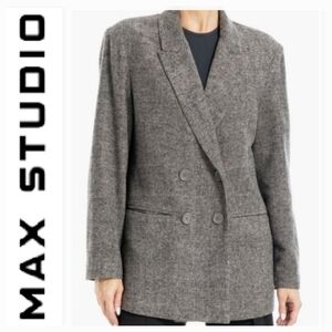 Max Studio London Gray Tweed Double Breasted Blazer Jacket sz 3X NWT